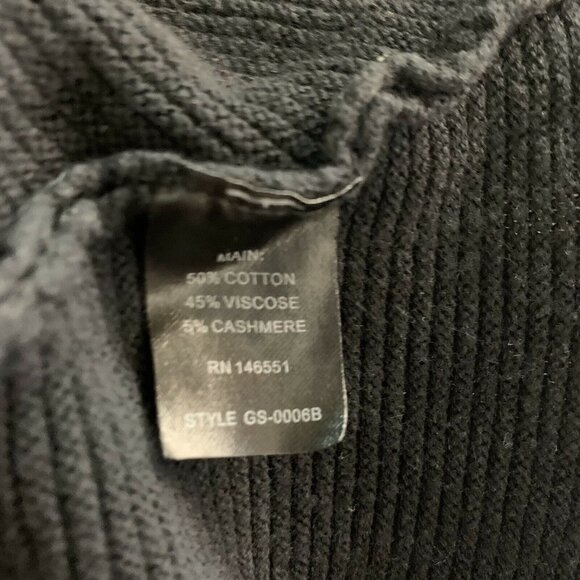 August 1 Eight Womens Black Rib Asymmetrical Cashmere Blend Sweater - Picture 4 of 4